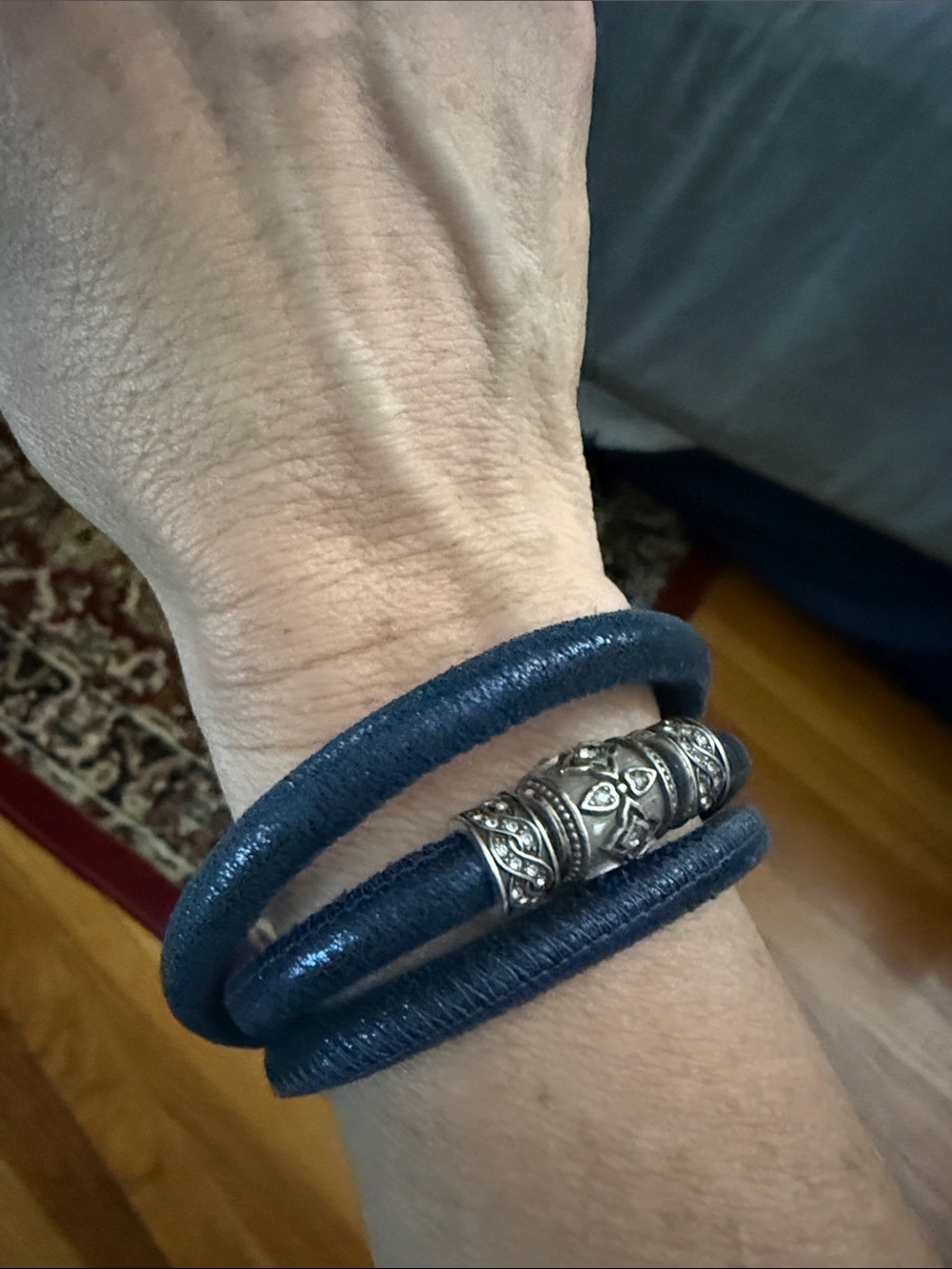 Brighton Navy Multi-Wrap Leather Bracelet with Silver Accents